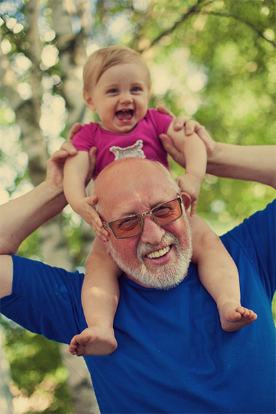 Grandfather and baby
