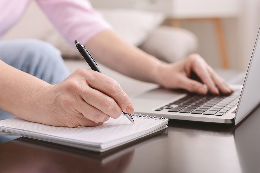 Working on the Laptop